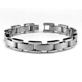 Men's Stainless Steel High Polish Interlock Link Bracelet - 9"